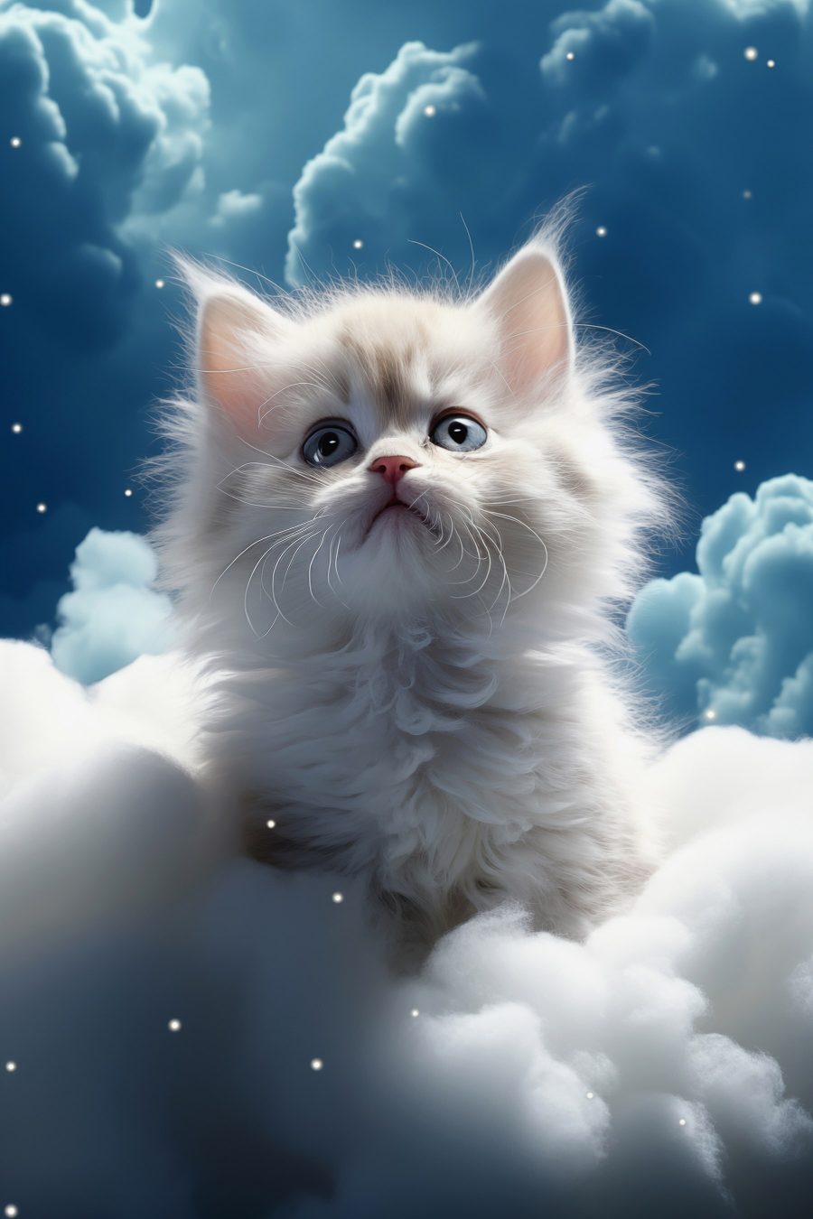 Kat zittend op een wolk