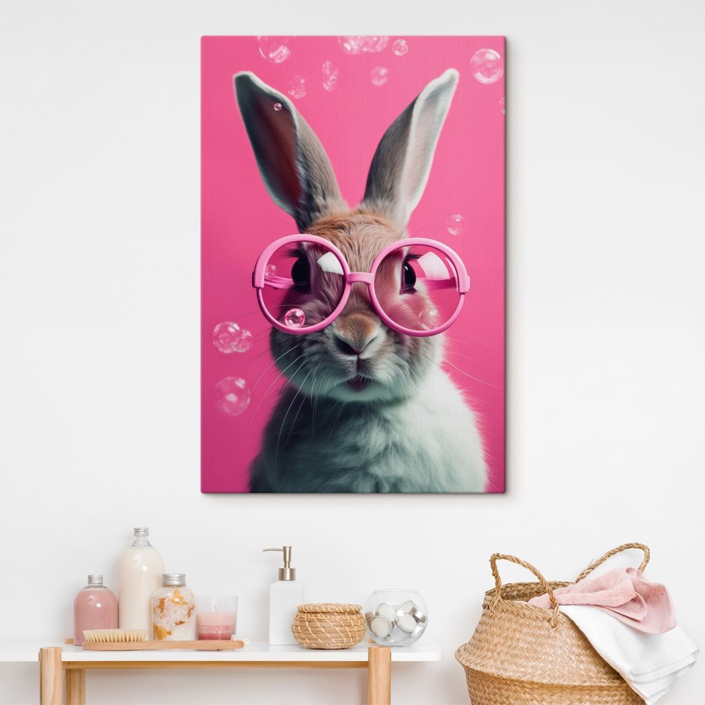 Rabbit wearing pink glasses