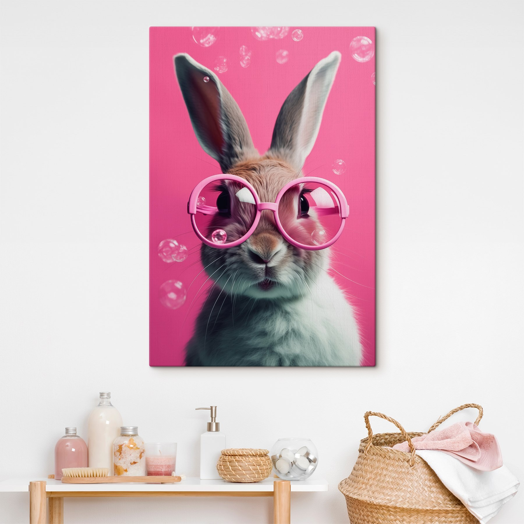 Rabbit wearing pink glasses