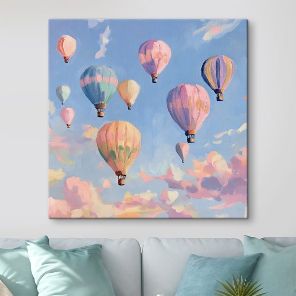 Groep heteluchtballonnen in de lucht Groep heteluchtballonnen in de lucht