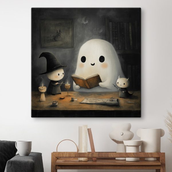 Spook dat een boek leest met twee kleine mensen Spook dat een boek leest met twee kleine mensen