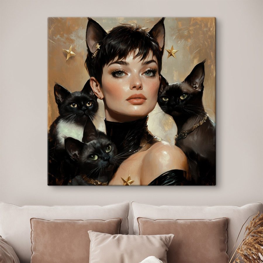 Vrouw met katten om haar nek