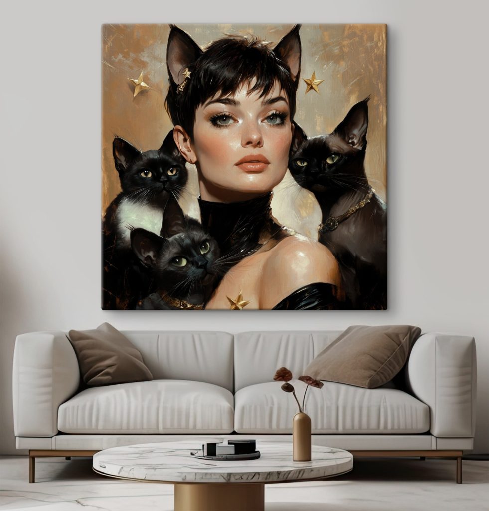 Woman with cats around her neck Woman with cats around her neck