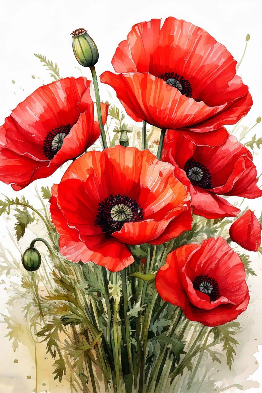 Schilderij van rode bloemen