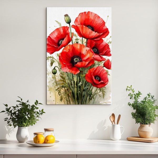 Schilderij van rode bloemen Schilderij van rode bloemen