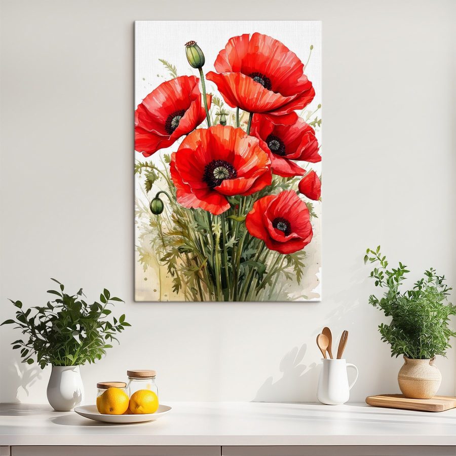 Schilderij van rode bloemen