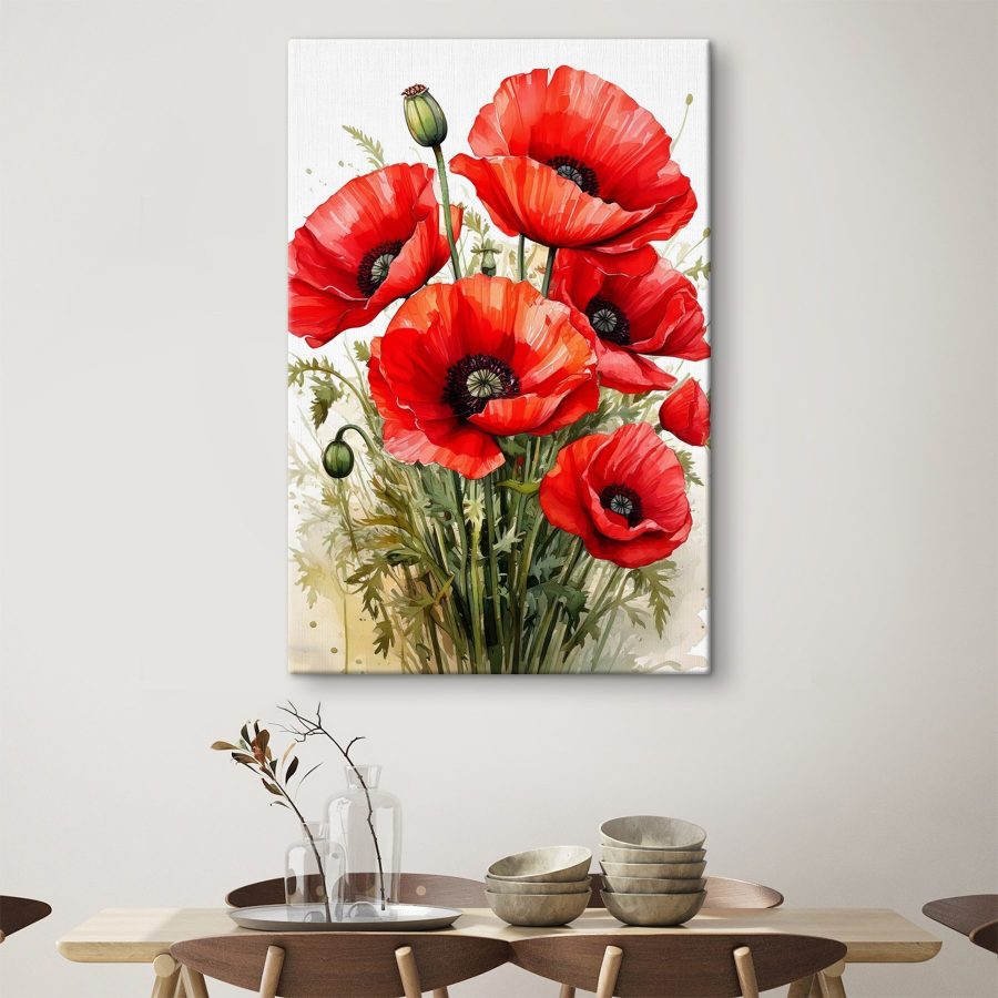 Schilderij van rode bloemen