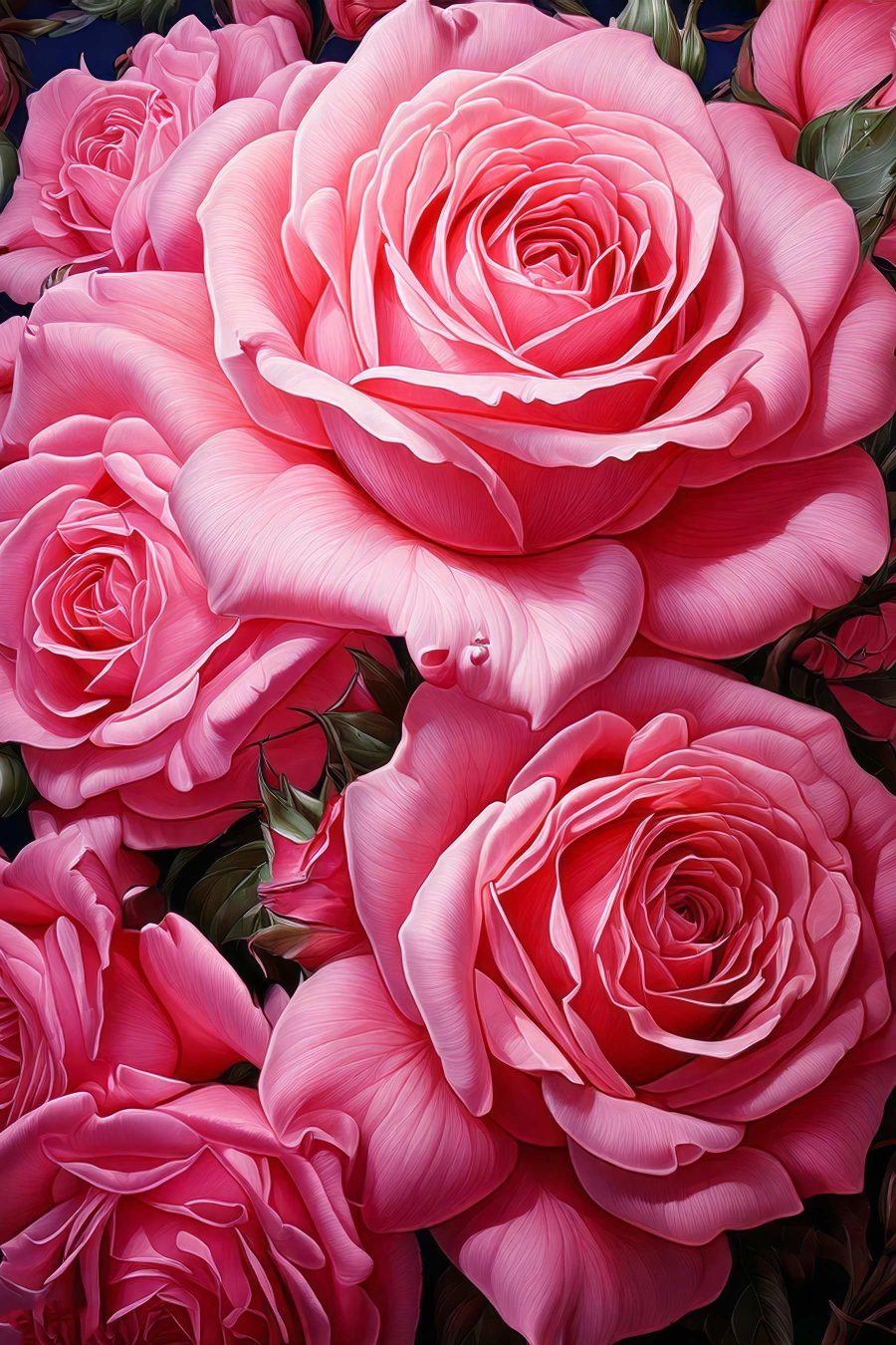 Groep roze rozen