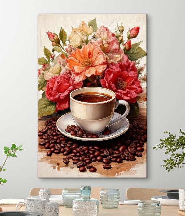 Kopje koffie en bloemen Kopje koffie en bloemen
