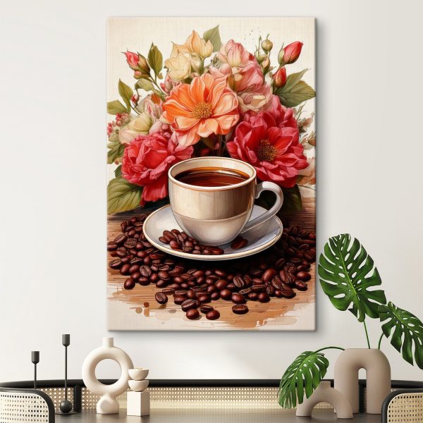 Kopje koffie en bloemen Kopje koffie en bloemen