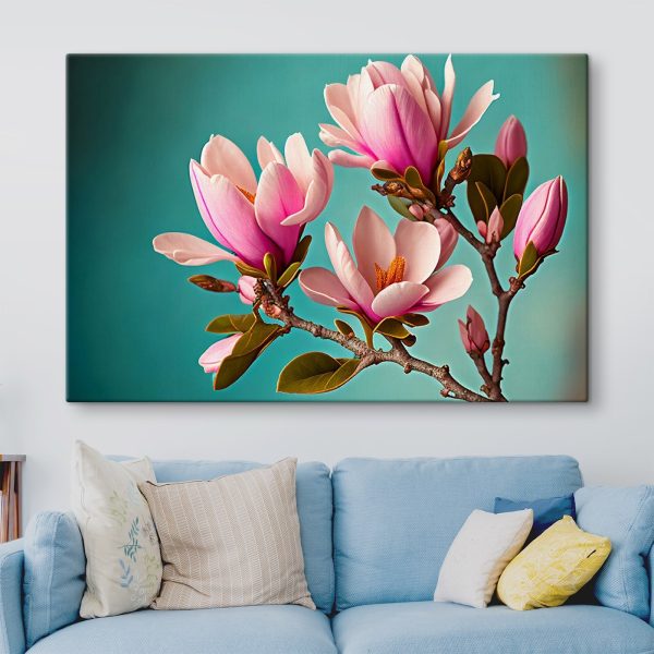 Magnolia's bloeien tegen een groenblauwe lucht Magnolia's bloeien tegen een groenblauwe lucht