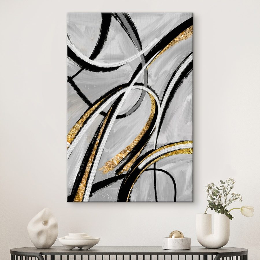 Monochrome swirls met metallic accenten