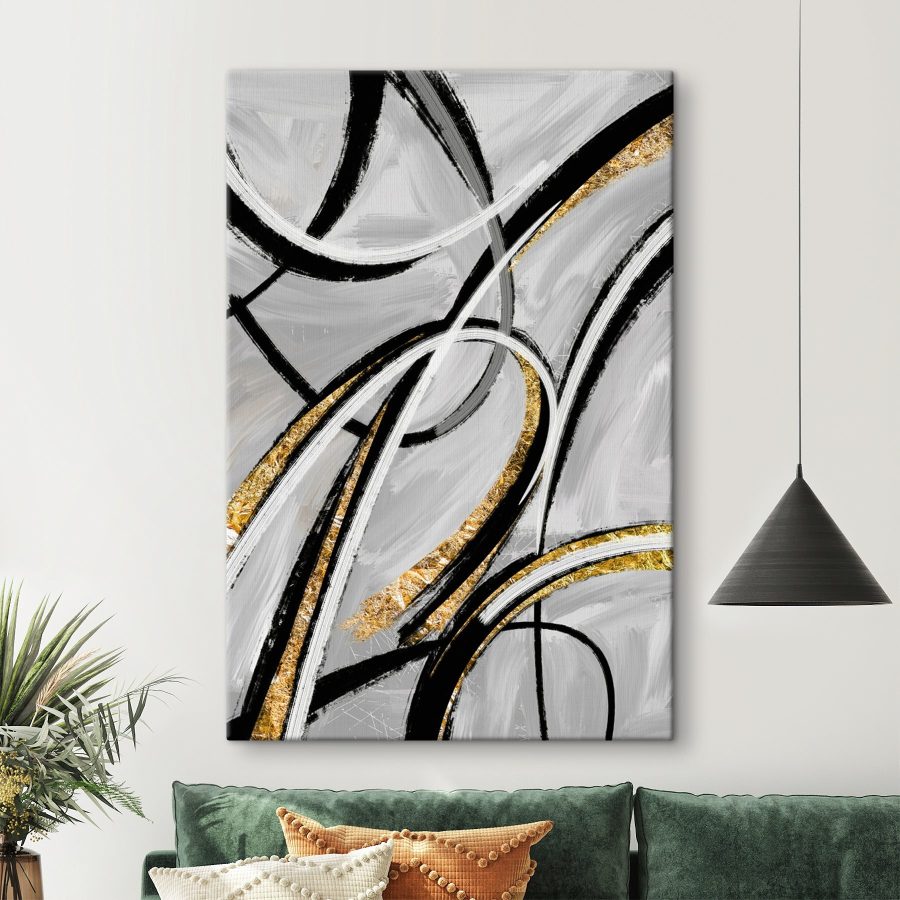 Monochrome swirls met metallic accenten