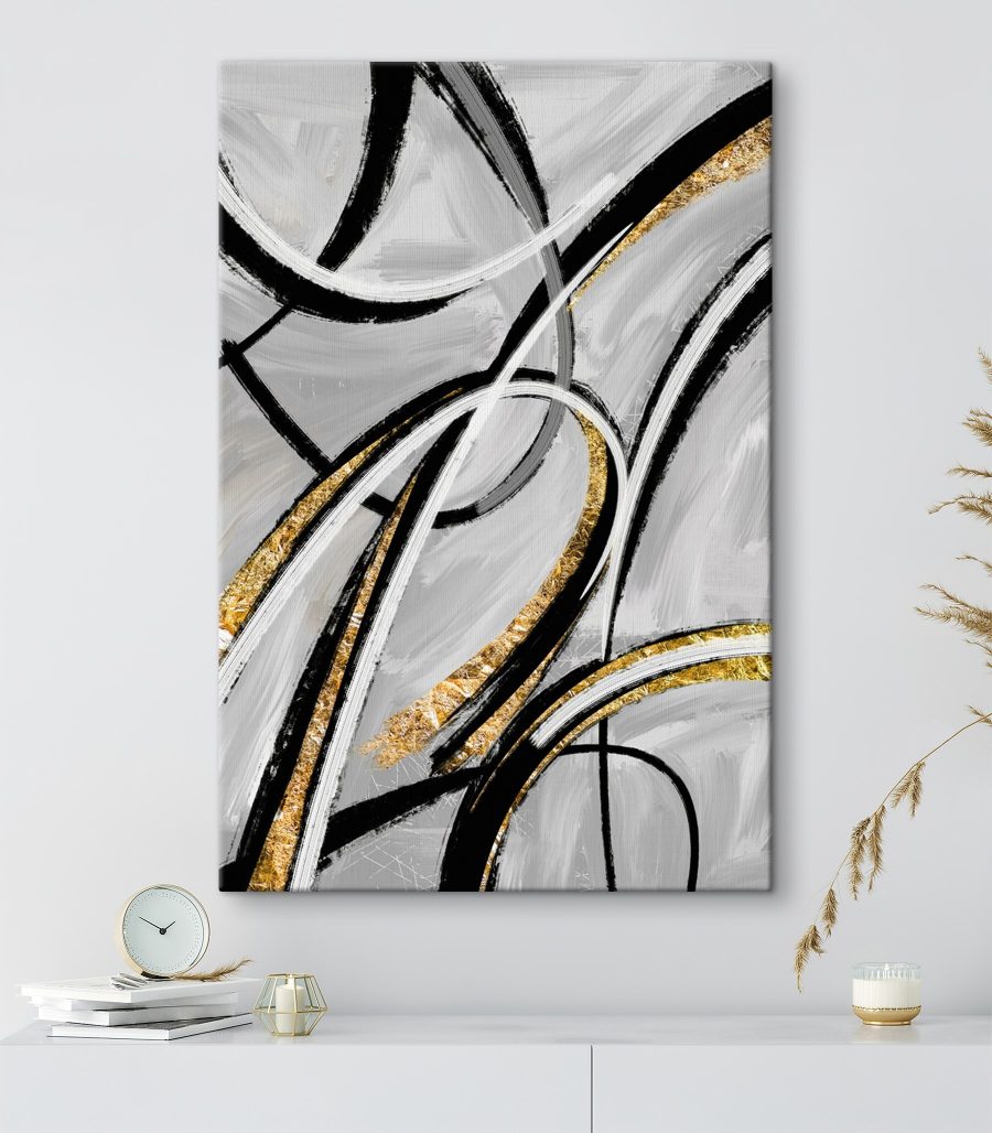 Monochrome swirls met metallic accenten