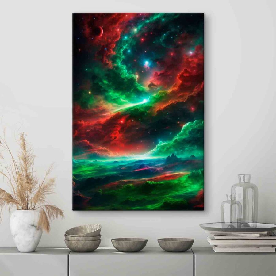 Canvas Schilderijen Kleurrijke wolken en sterren aan de hemel