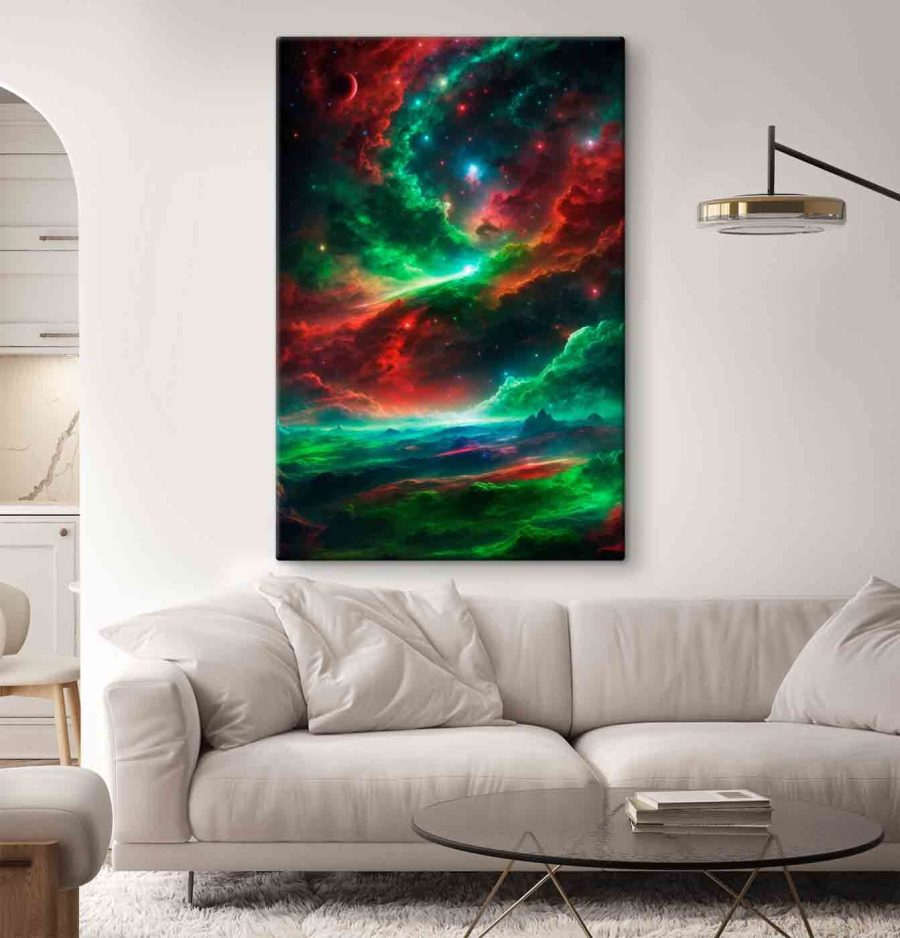 Canvas Schilderijen Kleurrijke wolken en sterren aan de hemel - Afbeelding 2