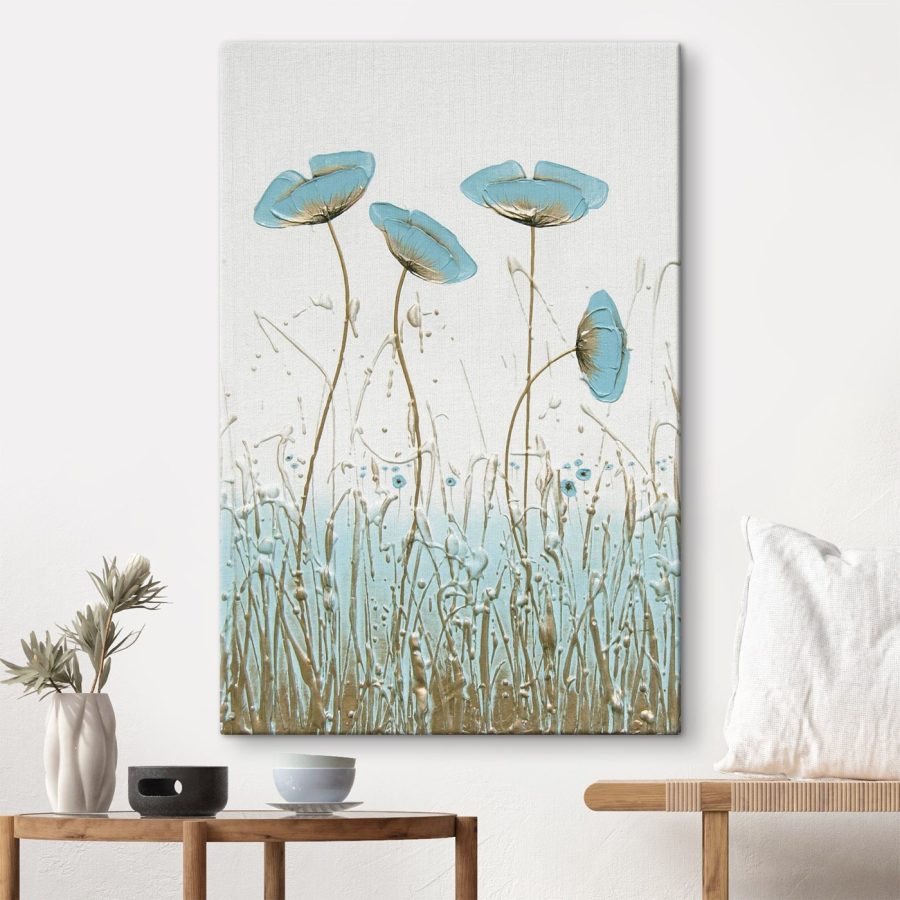 Schilderij van bloemen in een veld