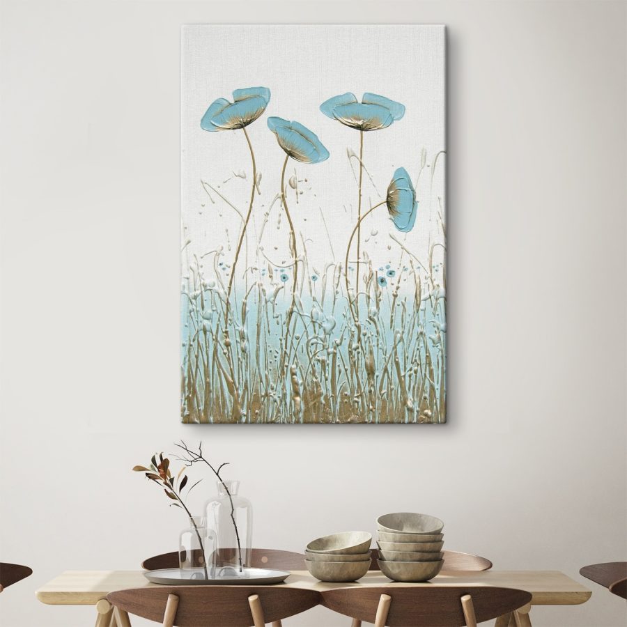 Schilderij van bloemen in een veld