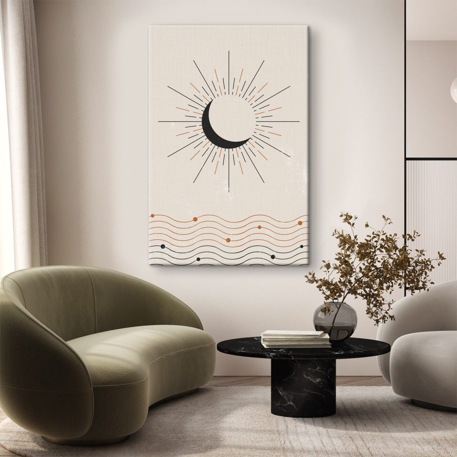 Maan met lichtstralen