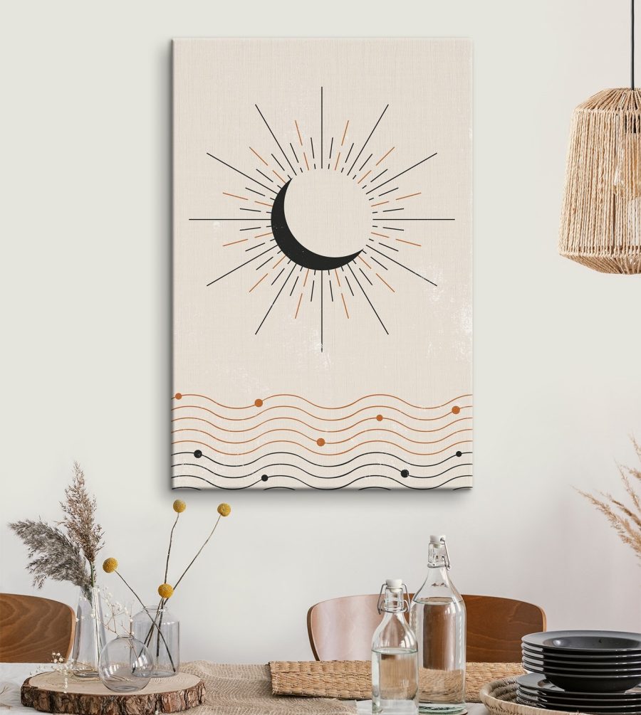 Maan met lichtstralen