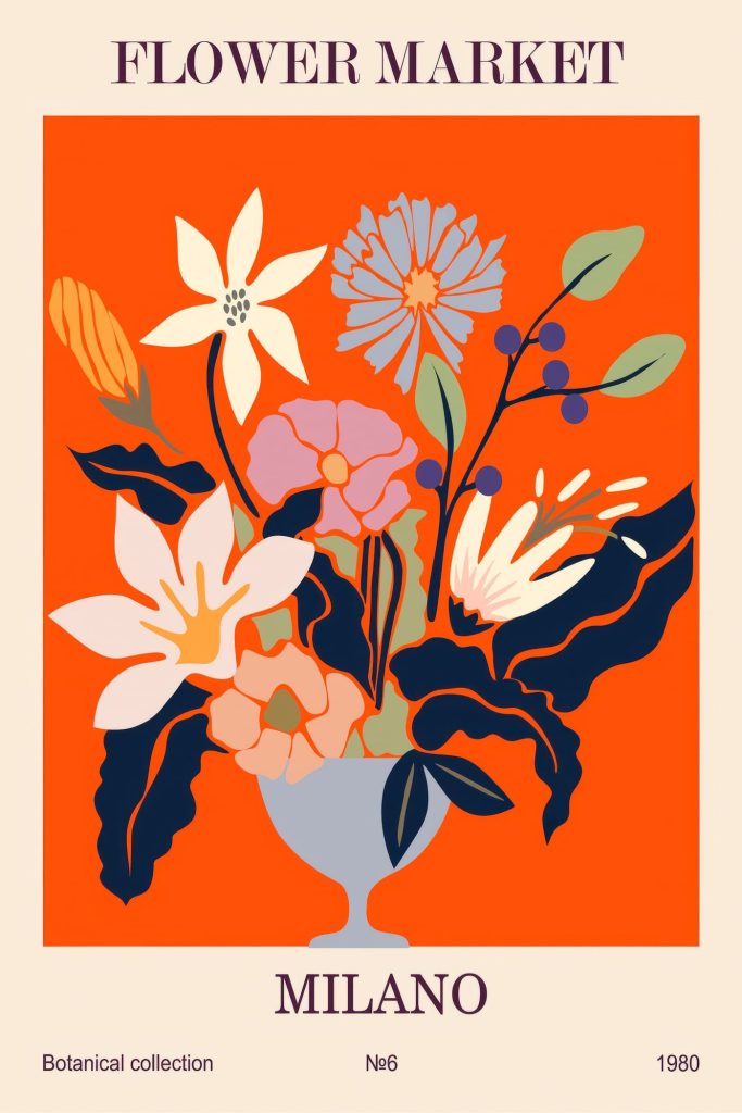 Painting of flowers in a vase