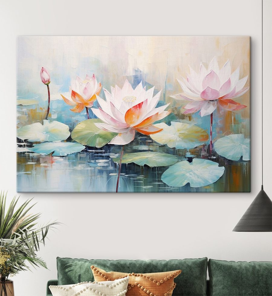 Painting of flowers on water Painting of flowers on water