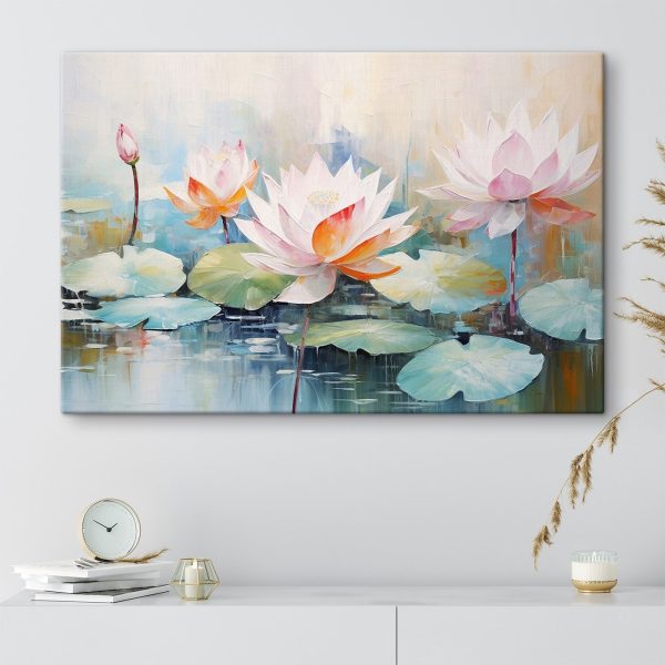 Painting of flowers on water Painting of flowers on water