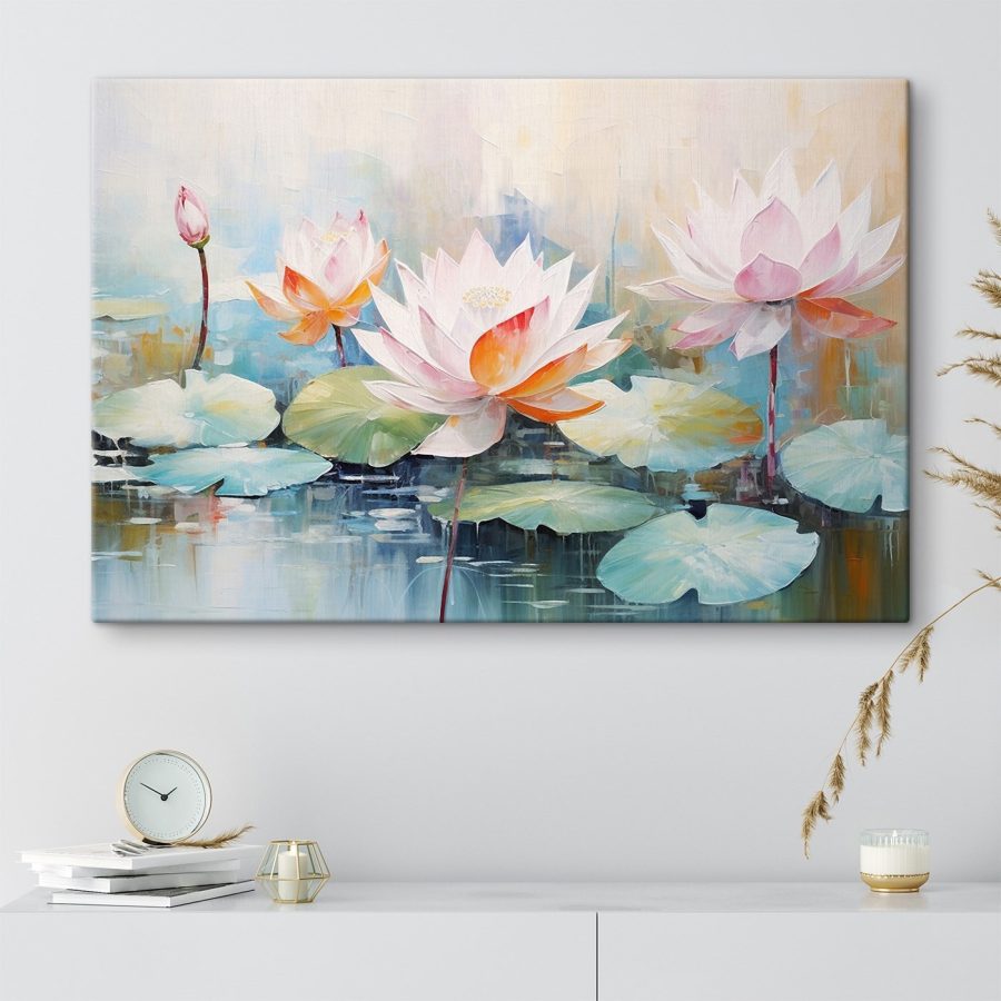 Painting of flowers on water Painting of flowers on water