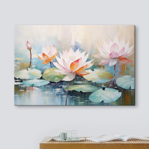 Painting of flowers on water Painting of flowers on water