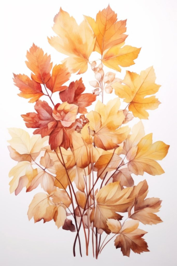 Painting of orange and brown leaves
