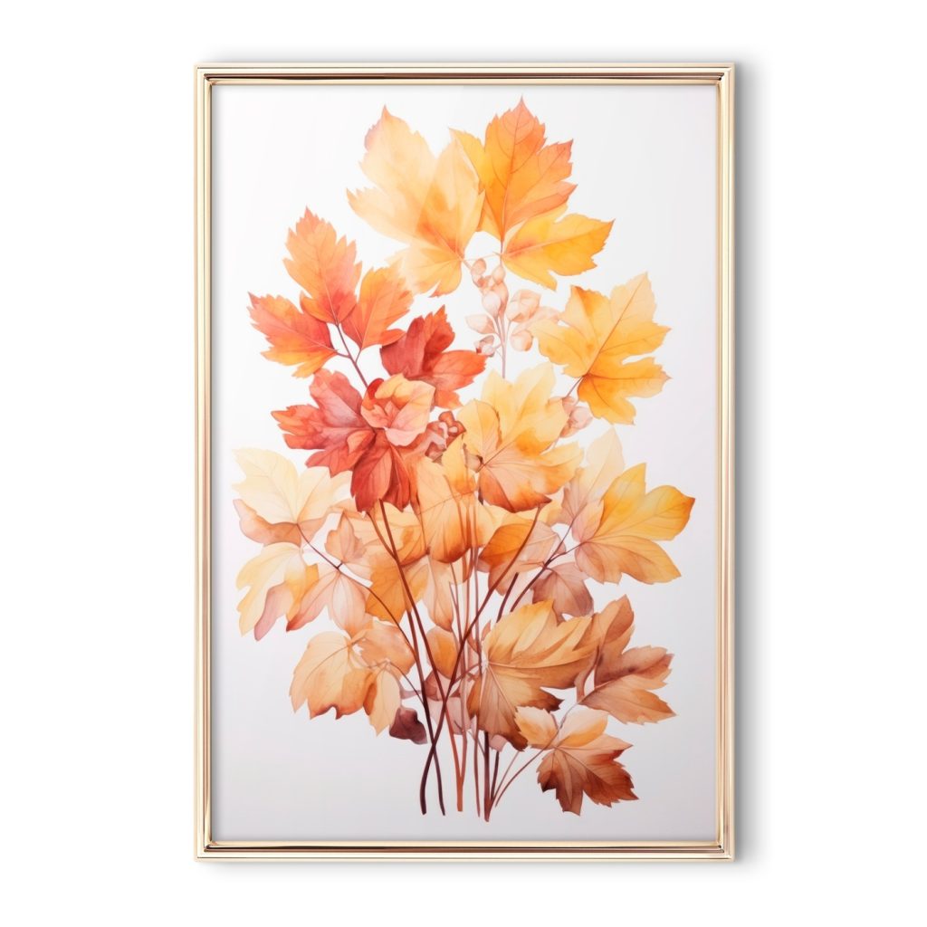 Painting of orange and brown leaves