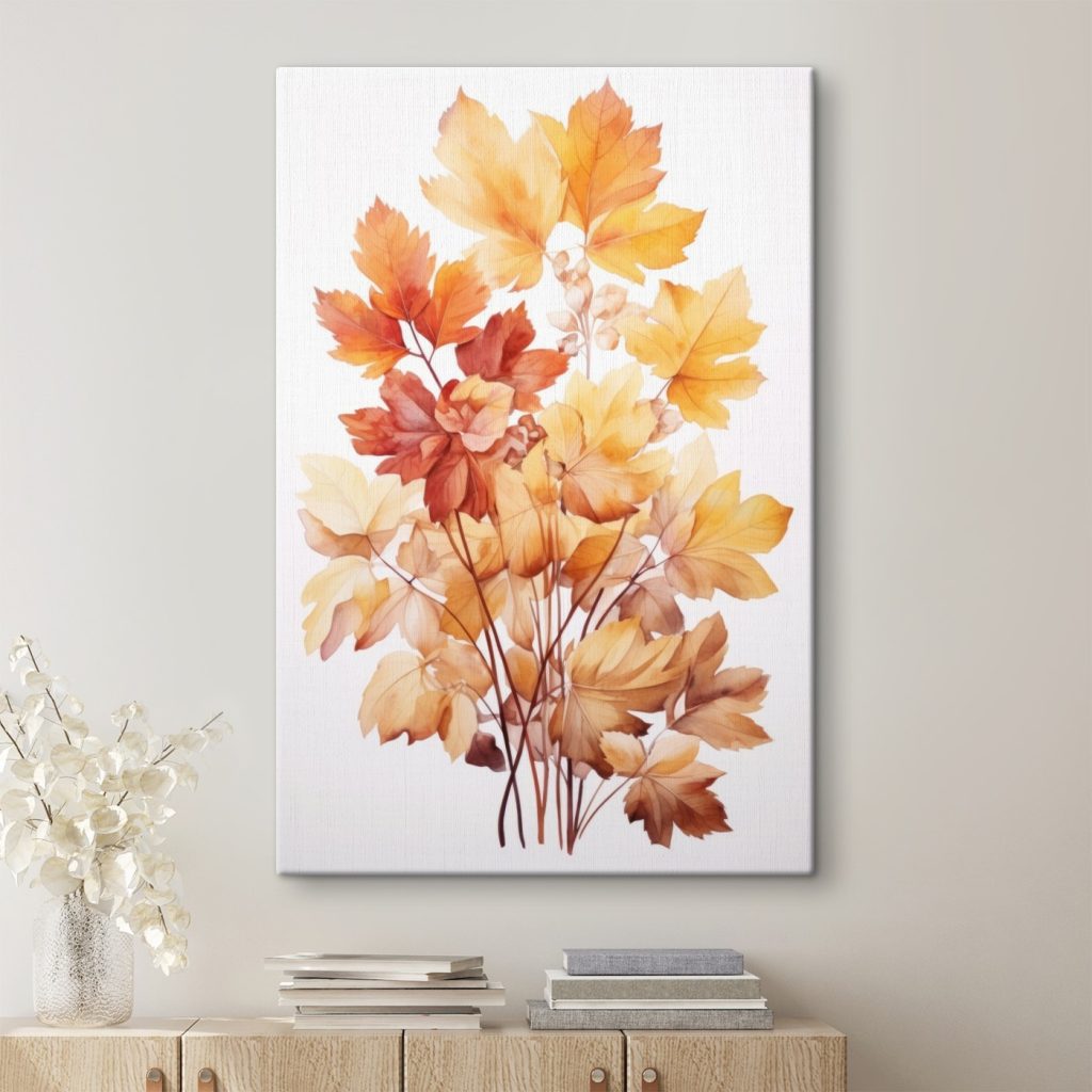Painting of orange and brown leaves