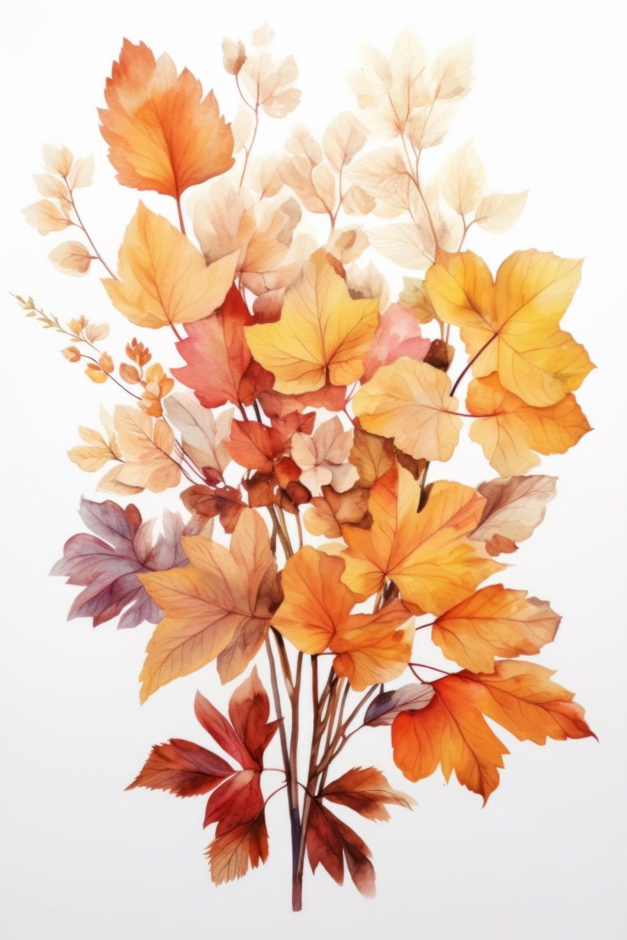 Aquarel van bladeren