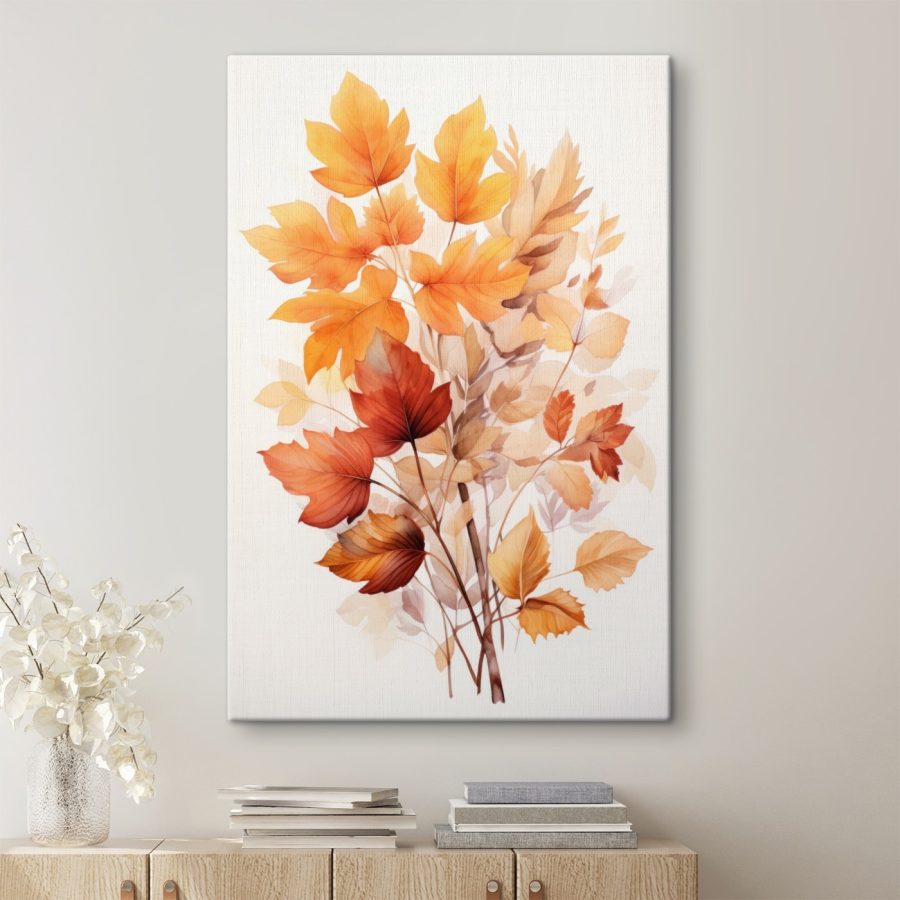Schilderij van oranje en bruine bladeren