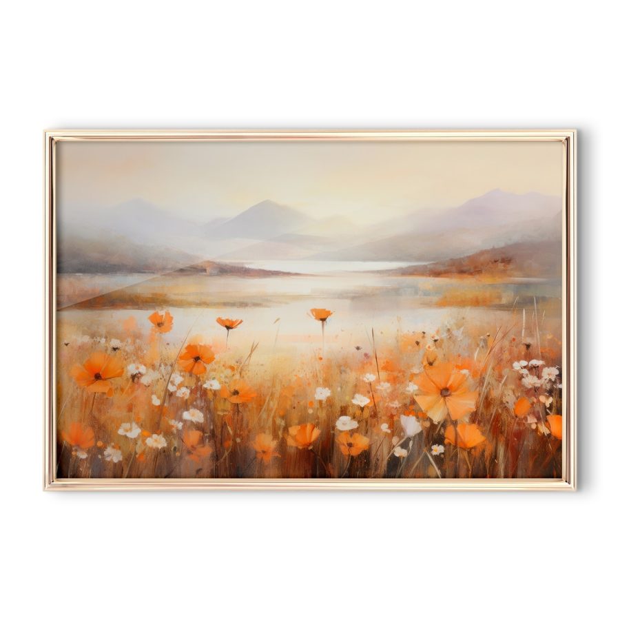 Schilderij van bloemen in een veld
