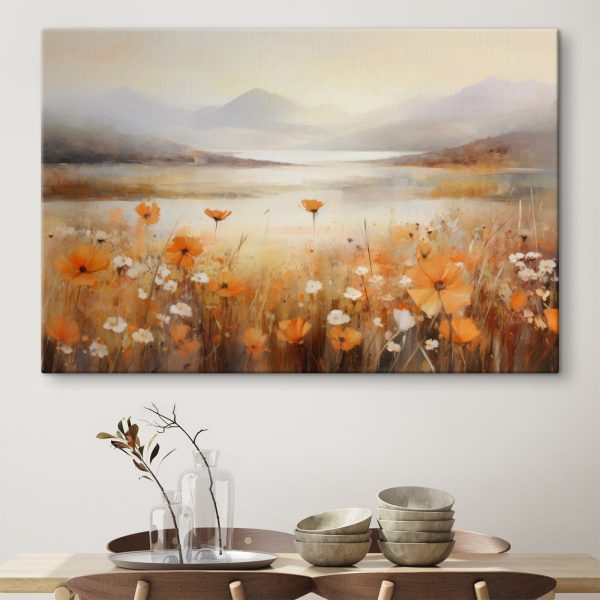 Schilderij van bloemen in een veld Schilderij van bloemen in een veld