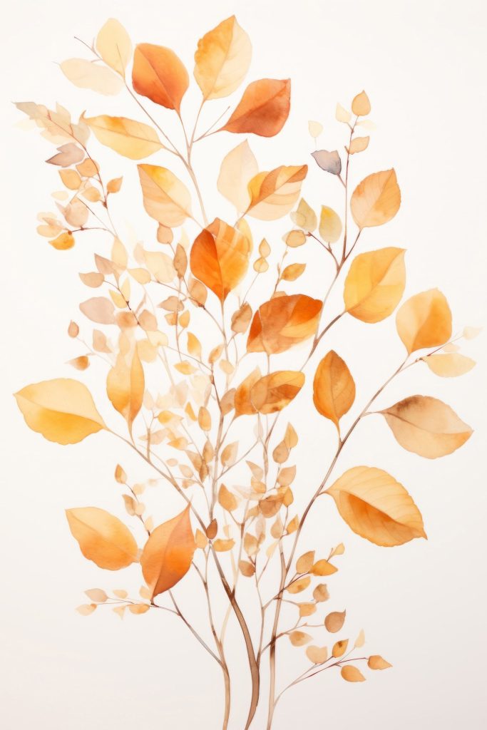 Watercolor painting of leaves