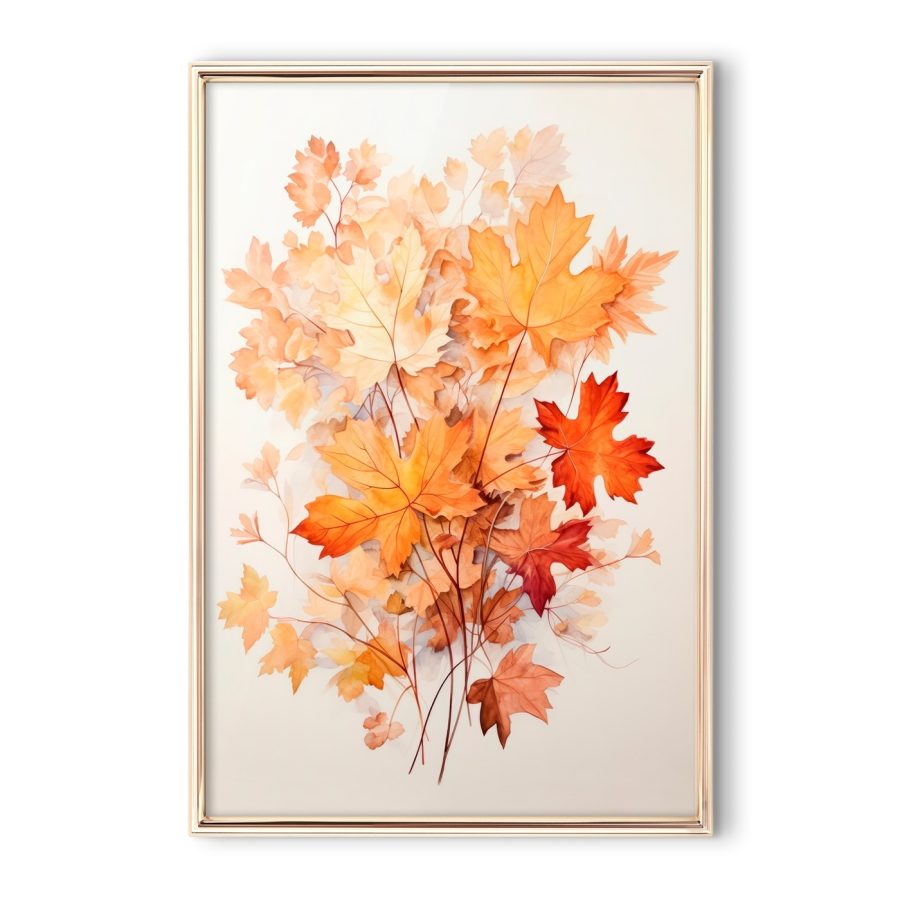 Schilderij van oranje en bruine bladeren