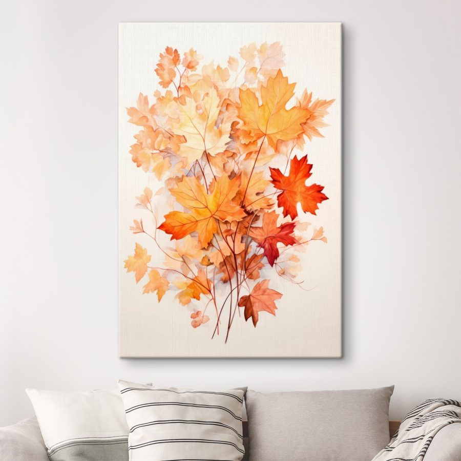 Schilderij van oranje en bruine bladeren