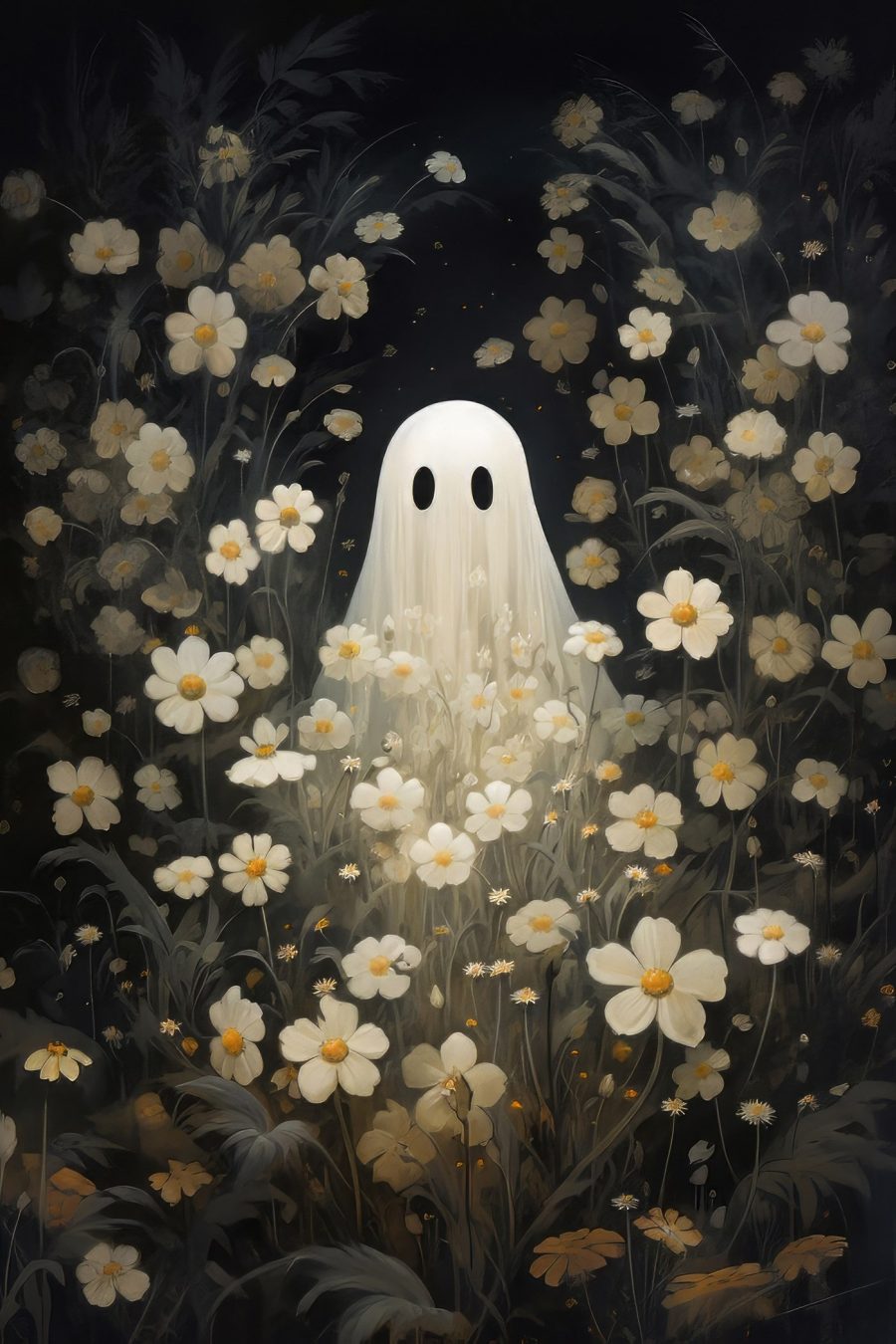 Spook in een bloemenveld