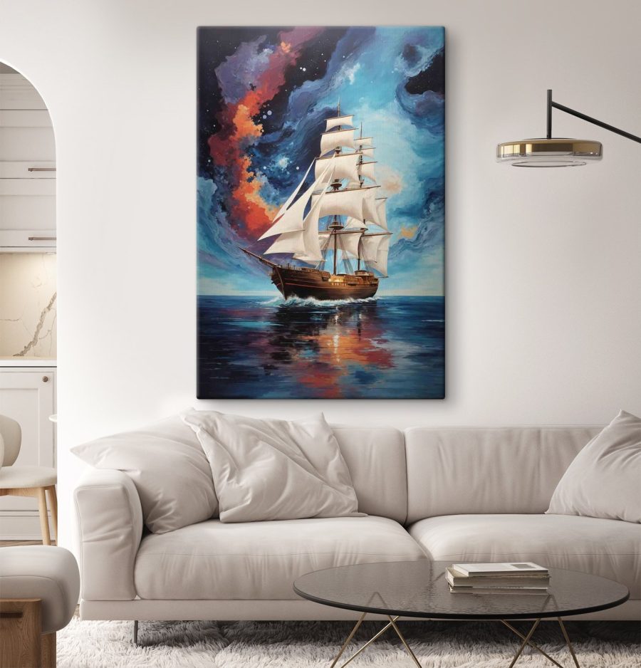 Schilderij van een schip in het water