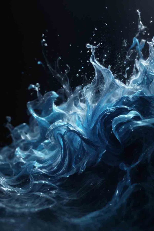 Blauwe vloeistof in het water Blauwe vloeistof in het water