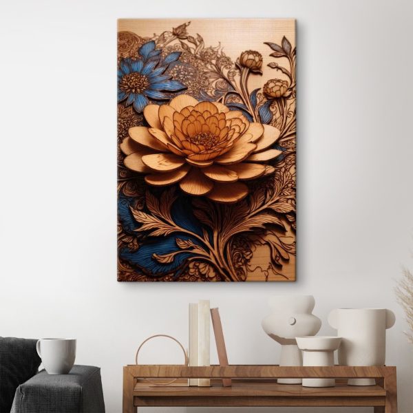 Houtsnijwerk van een bloem Houtsnijwerk van een bloem