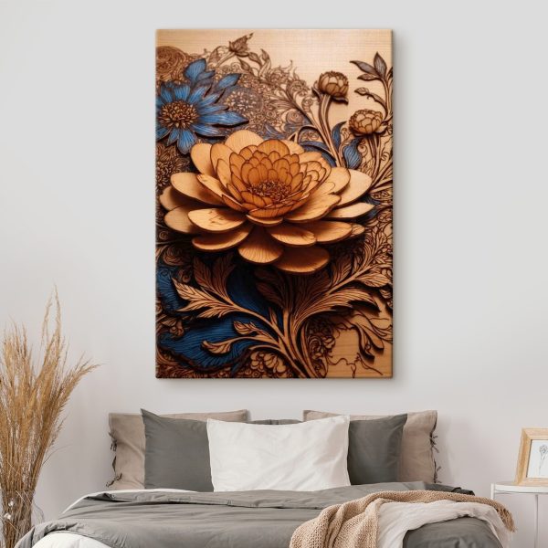 Houtsnijwerk van een bloem Houtsnijwerk van een bloem