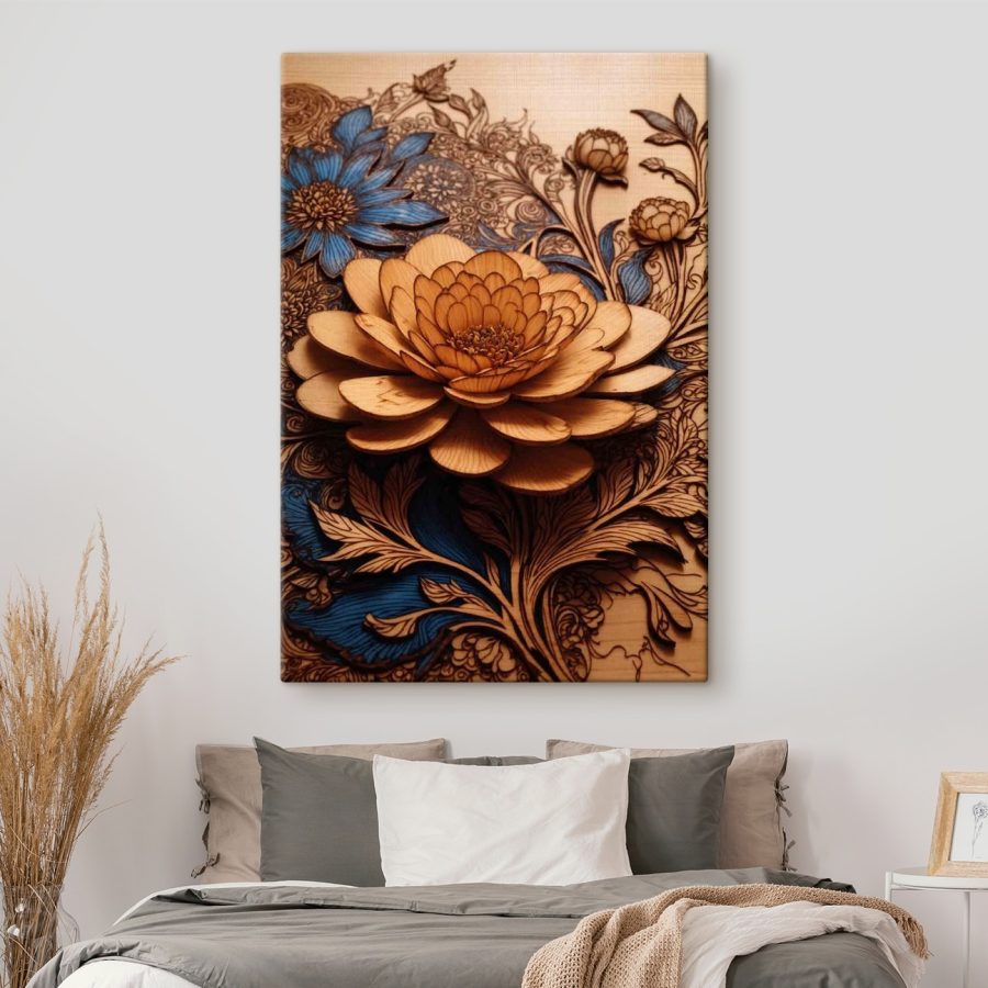 Houtsnijwerk van een bloem Houtsnijwerk van een bloem