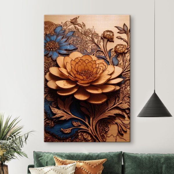 Houtsnijwerk van een bloem Houtsnijwerk van een bloem