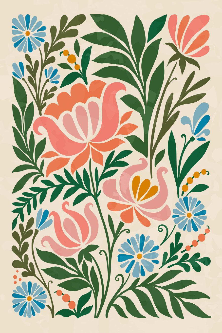 Kleurrijk bloemenontwerp op een witte achtergrond