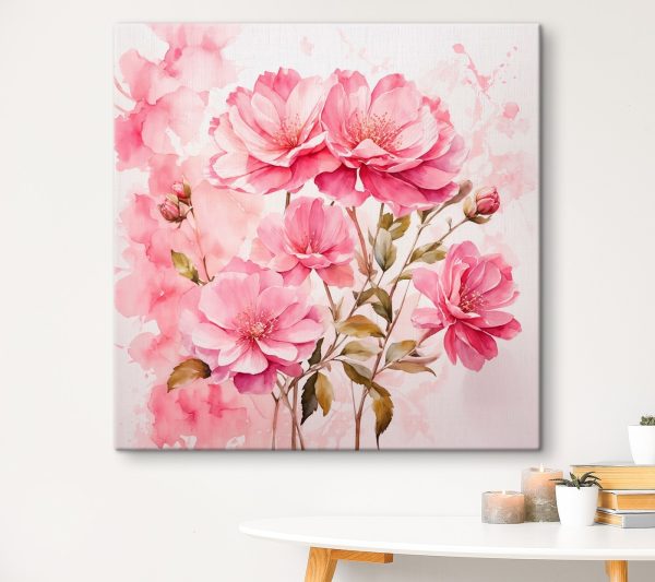Schilderij van roze bloemen Schilderij van roze bloemen