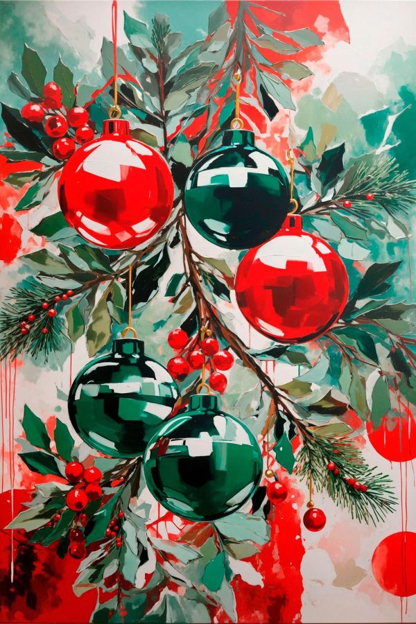 Schilderij van ornamenten op een tak Schilderij van ornamenten op een tak
