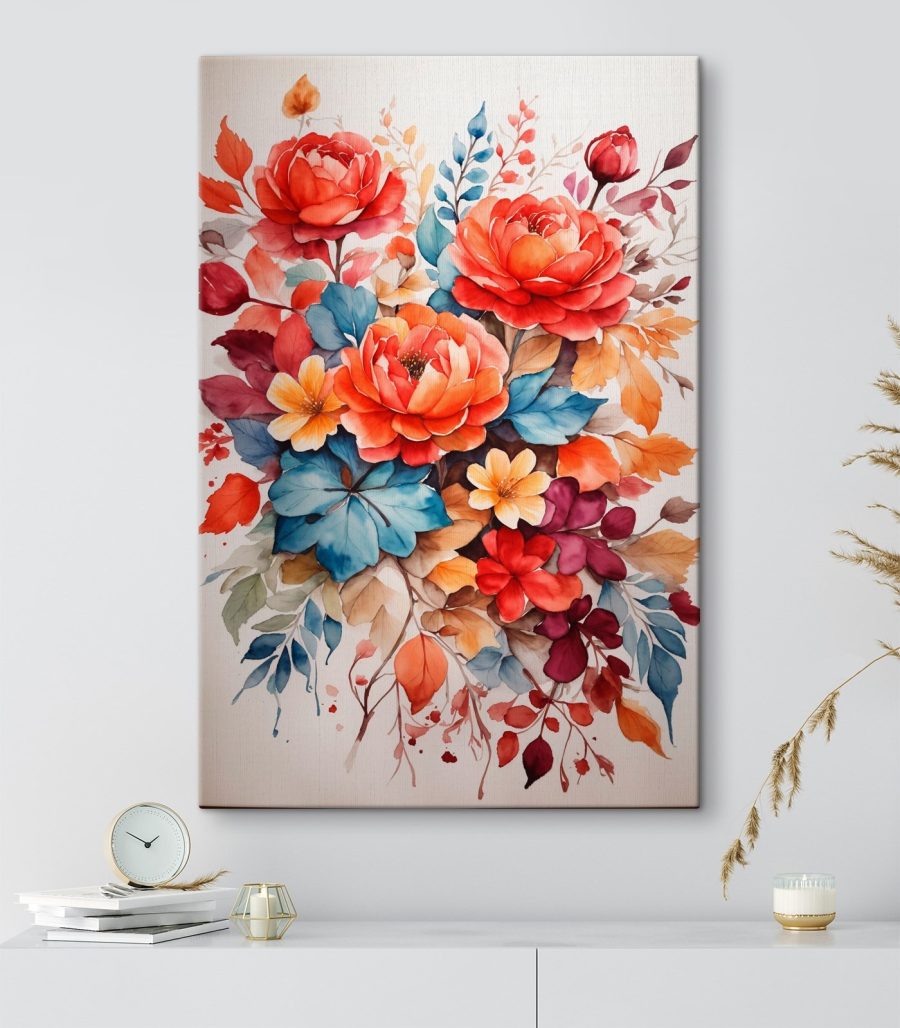 Schilderij van bloemen en bladeren